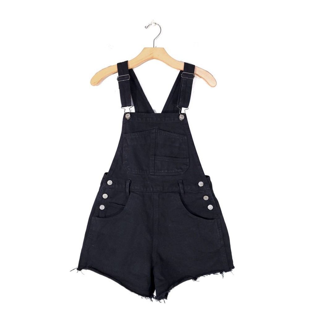 BRANDY MELVILLE Hayley Overall Shorts Workwear Jumpsuit 90s Black Denim Small